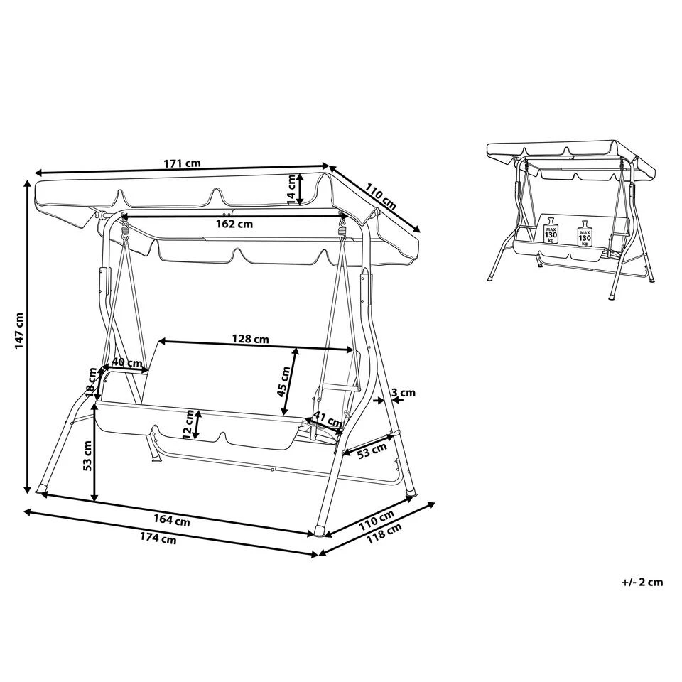 Beliani Schommelbank CHAPLIN - Groen Staal 2 Beliani Schommelbank CHAPLIN - Groen Staal - Afbeelding 2