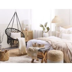 Beliani Hangstoel GABELLA - Zwart Katoen -Tuinmeubelwinkel aee55501a2894f858c6fba082cb6387b