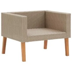VidaXL Tuinbank Eenzits Met Kussens Poly Rattan Beige -Tuinmeubelwinkel c41cb684bbf04774ac2e2b8b6728155c