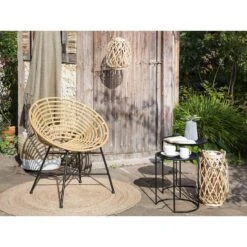 Beliani Tuinstoel ACERRA - Beige Pe Rotan -Tuinmeubelwinkel cfba503cdd434f6b82867e4b4b1cb7ea