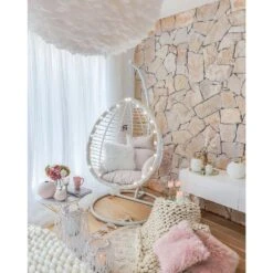 Beliani Hangstoel FANO - Wit Pe Rotan -Tuinmeubelwinkel daaebc8eb96d45b5844262c89b09ff78