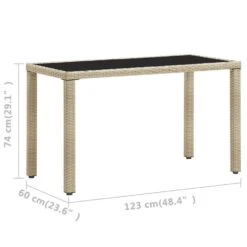 VidaXL Tuintafel 123x60x74 Cm Poly Rattan Beige -Tuinmeubelwinkel df2e276b8a164390a99c28e0714bbc21