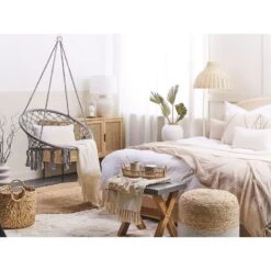 Beliani Hangstoel GABELLA - Grijs Katoen -Tuinmeubelwinkel f6a01ceab96941e8a81d4aae27f573e8