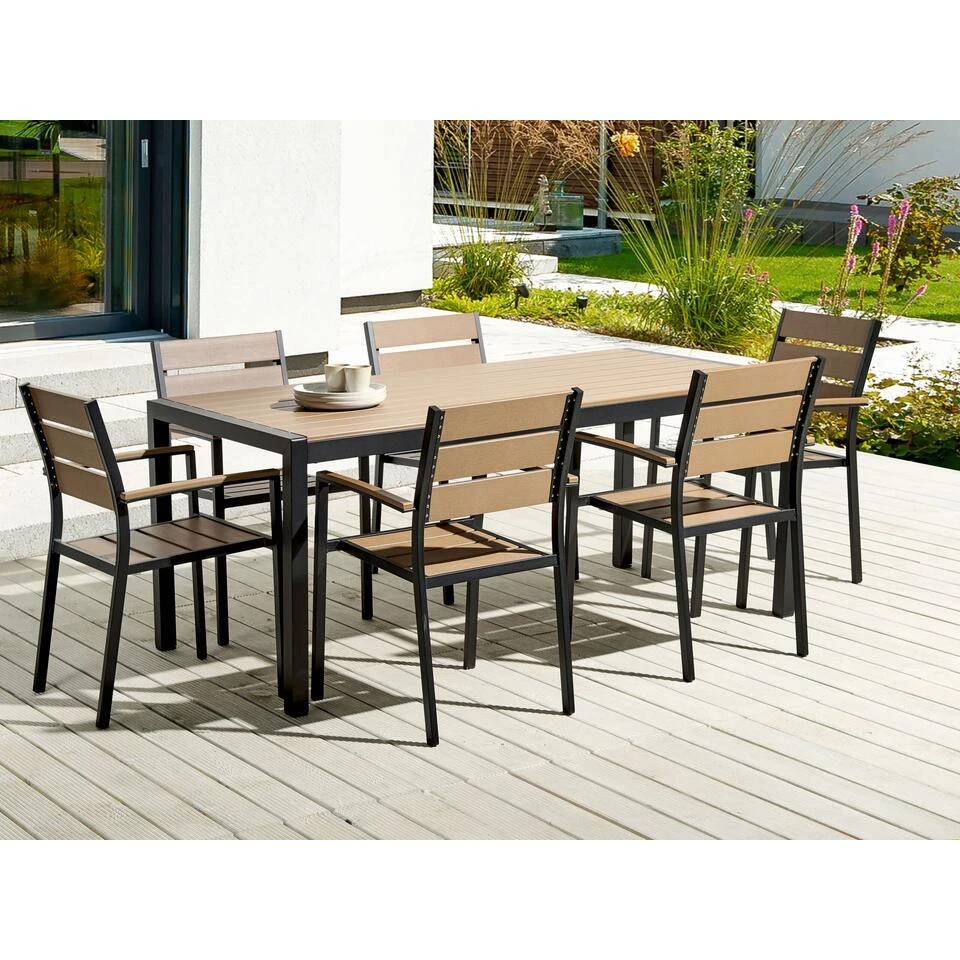 Beliani Tuinstoel VERNIO - Lichte Houtkleur Kunsthout 2 Beliani Tuinstoel VERNIO - Lichte Houtkleur Kunsthout - Afbeelding 2